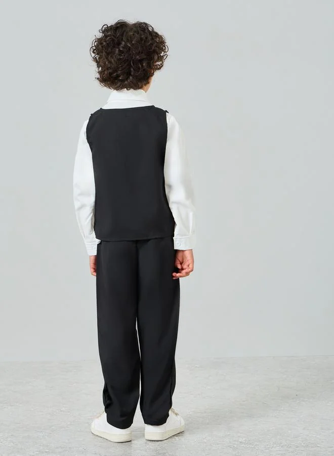 Styli Boys Shirt with Pants and Waist Coat with Bow Set